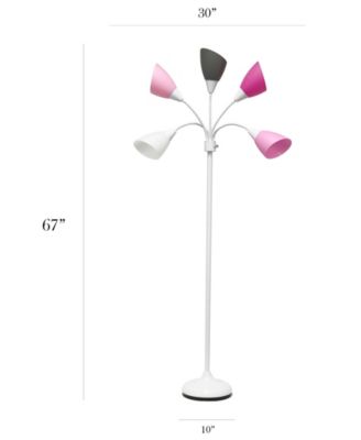 Simple Designs 5 Light Adjustable Gooseneck Floor Lamp with Shades