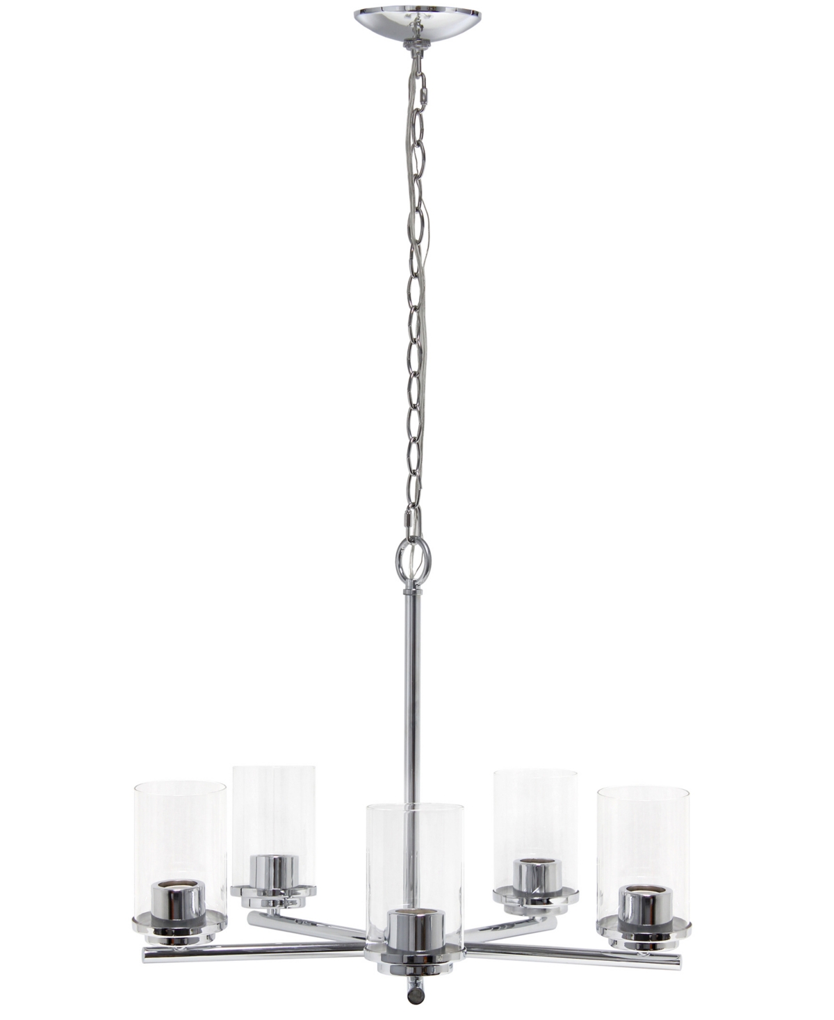 All The Rages 5-light 20.5" Classic Contemporary Clear Glass And Metal Hanging Pendant Chandelier In Chrome