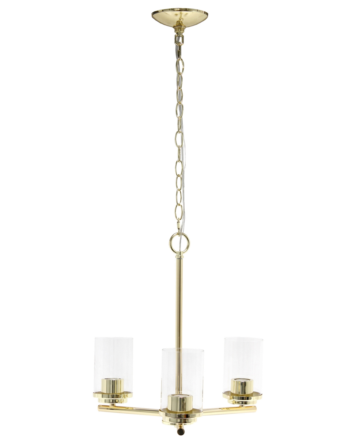 All The Rages 3-light 15" Classic Contemporary Clear Glass And Metal Hanging Pendant Chandelier In Gold