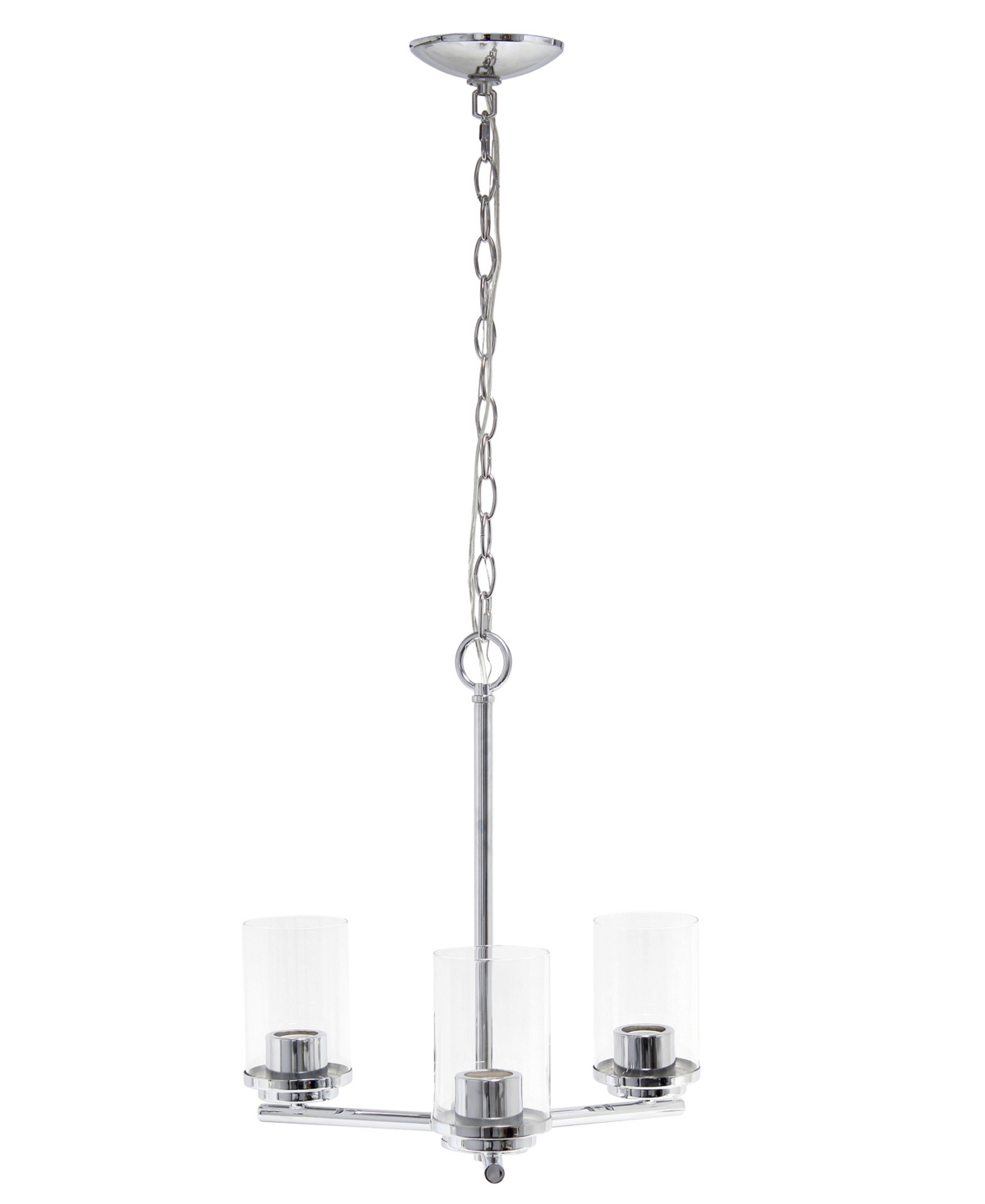 All The Rages 3-light 15" Classic Contemporary Clear Glass And Metal Hanging Pendant Chandelier In Chrome