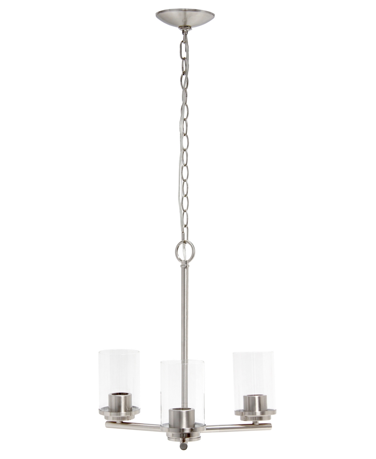 All The Rages 3-light 15" Classic Contemporary Clear Glass And Metal Hanging Pendant Chandelier In Brushed Nickel