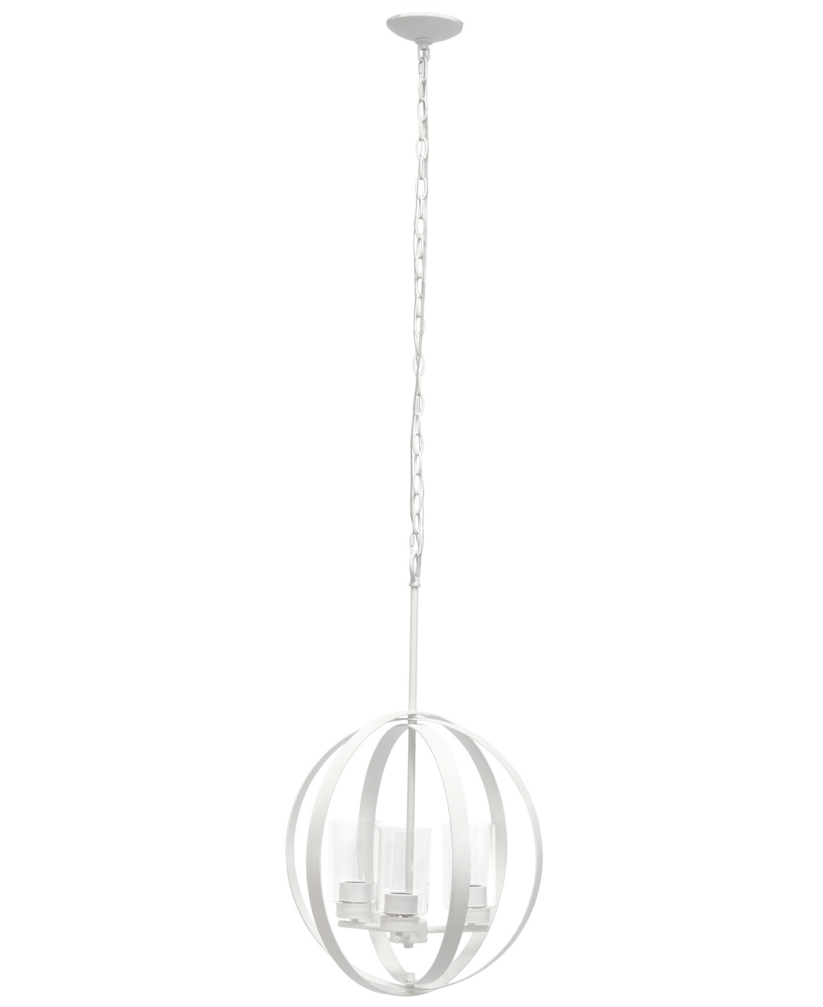 All The Rages 3-light 18" Adjustable Industrial Globe Hanging Metal And Clear Glass Ceiling Pendant In White