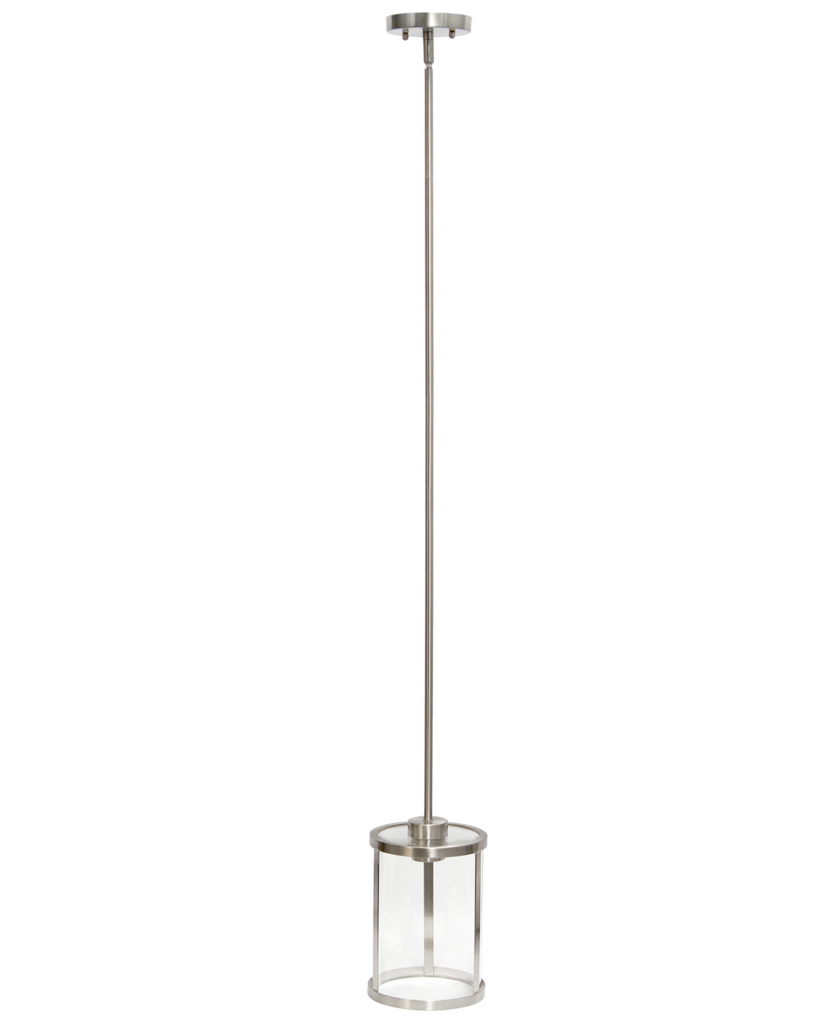 All The Rages 1-light 9.25" Modern Farmhouse Adjustable Hanging Cylindrical Clear Glass Pendant Fixture With Metal In Brushed Nickel
