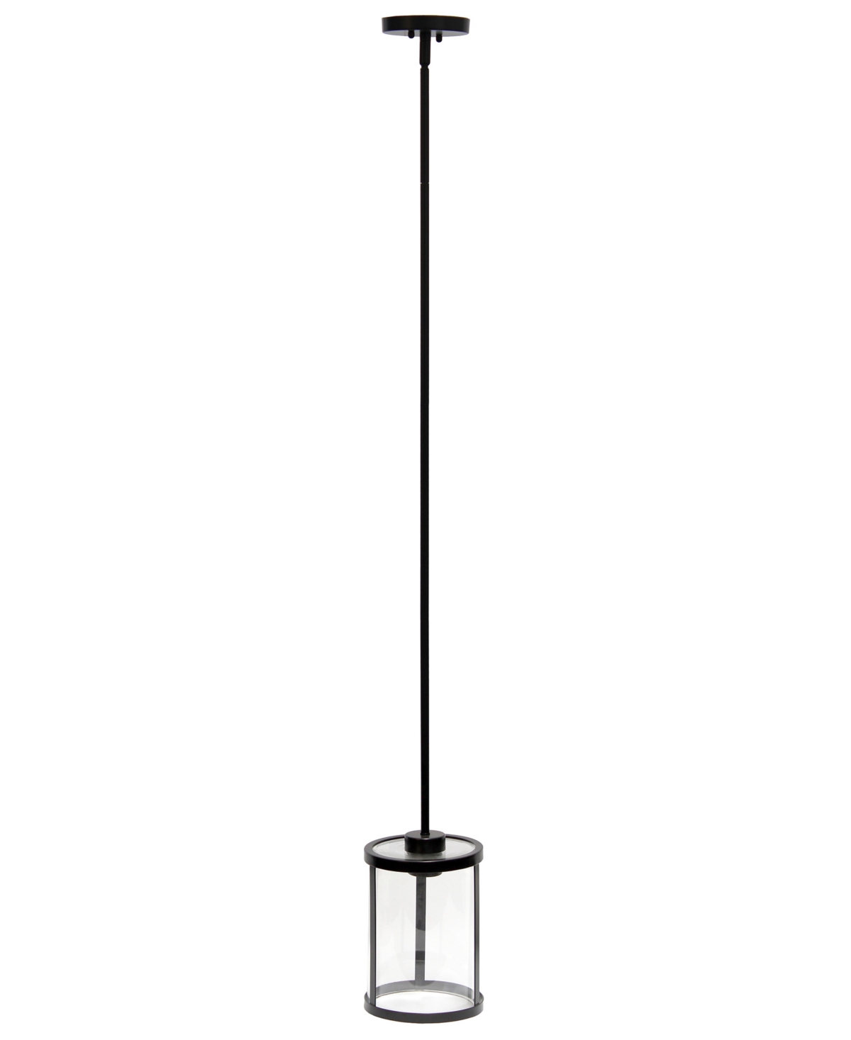 All The Rages 1-light 9.25" Modern Farmhouse Adjustable Hanging Cylindrical Clear Glass Pendant Fixture With Metal In Black