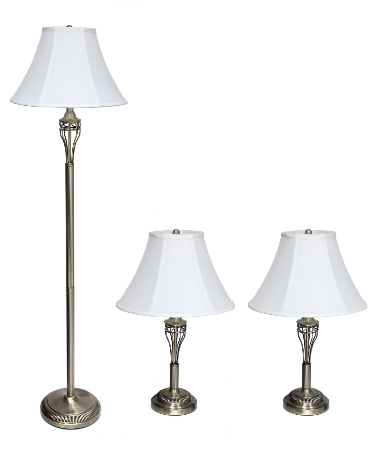 All The Rages Lalia Home Roma Classic 3 Piece Metal Lamp Set In Antique Brass