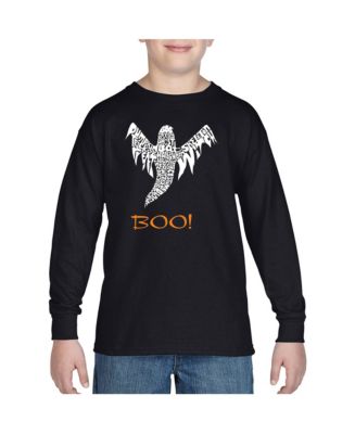 LA Pop Art Child Halloween Ghost - Boy's Word Art Long Sleeve T-Shirt ...