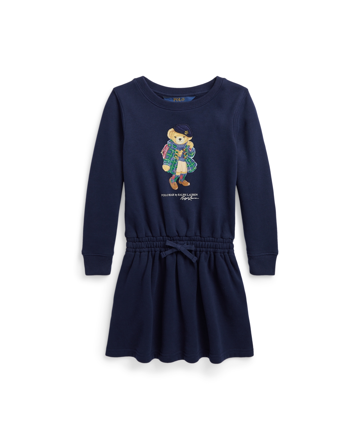Polo Ralph Lauren Kids' Toddler And Little Girls Polo Bear Fleece Dress In Rfd Navy
