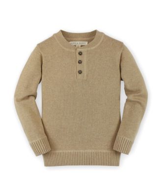 Hope and Henry Boys' Organic Cotton Long Sleeve Henley Pullover Sweater, Kids