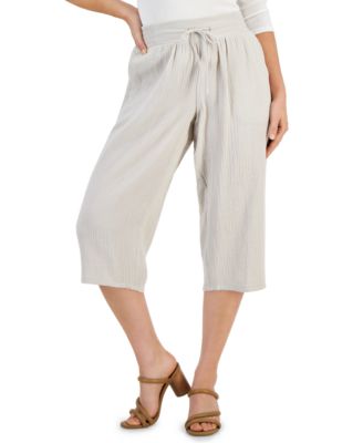 Petite Cropped Gauze Pants Created for Macy s