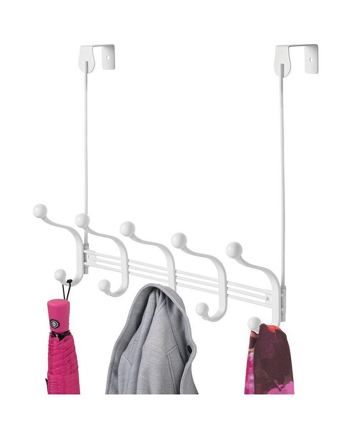 mDesign Metal Over Door Hanging Storage Organizer Rack, 10 Hooks