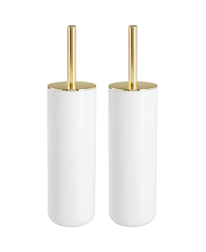 mDesign Plastic Toilet Bowl Brush and Holder 2 Pack White/Gold Macy's