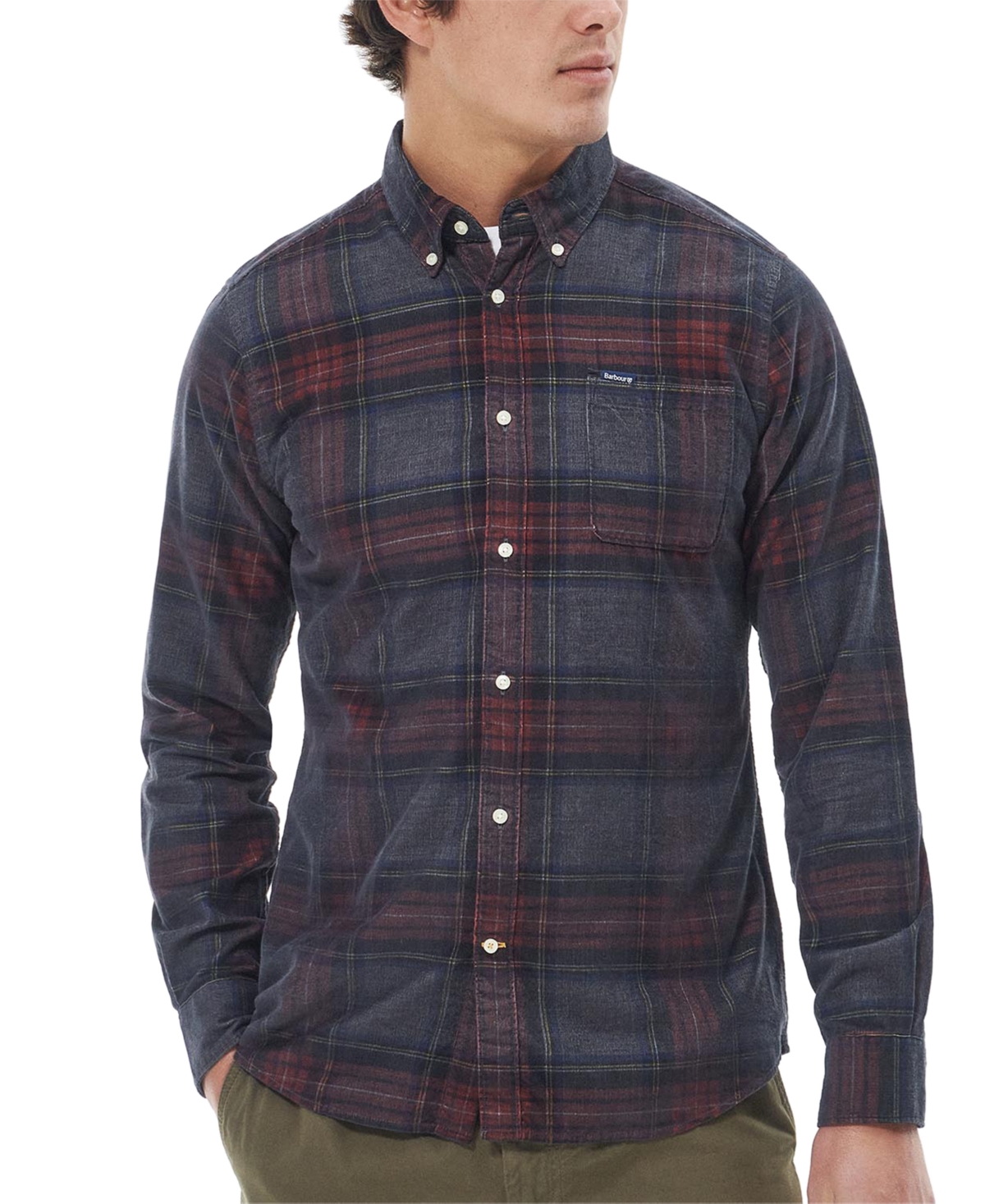 Barbour Men's Southfield Tailored-fit Highland Check Button-down Corduroy Shirt In Grey