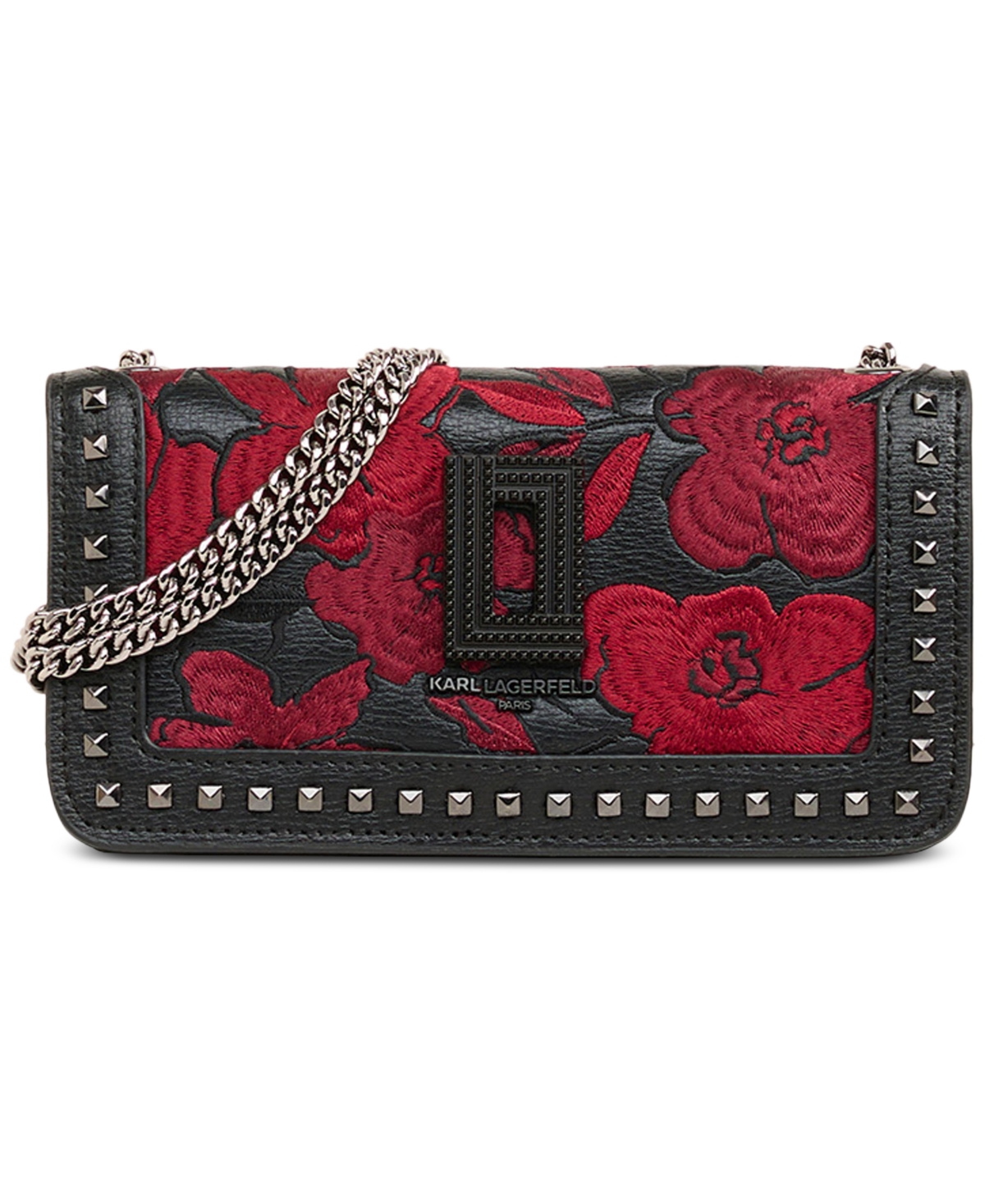 Karl Lagerfeld Lafayette Tapestry Leather Wallet On A Chain In Red Tapestry
