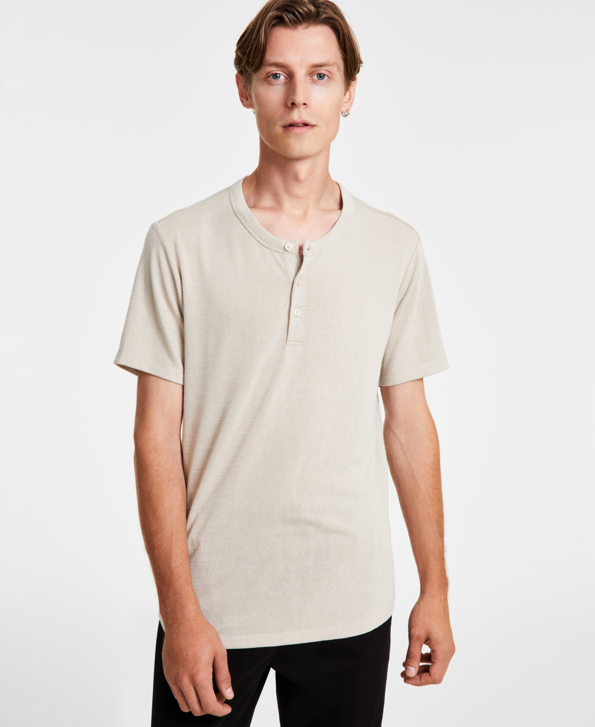 And Now This Men's Short-sleeve Henley Shirt In Tan Fossil