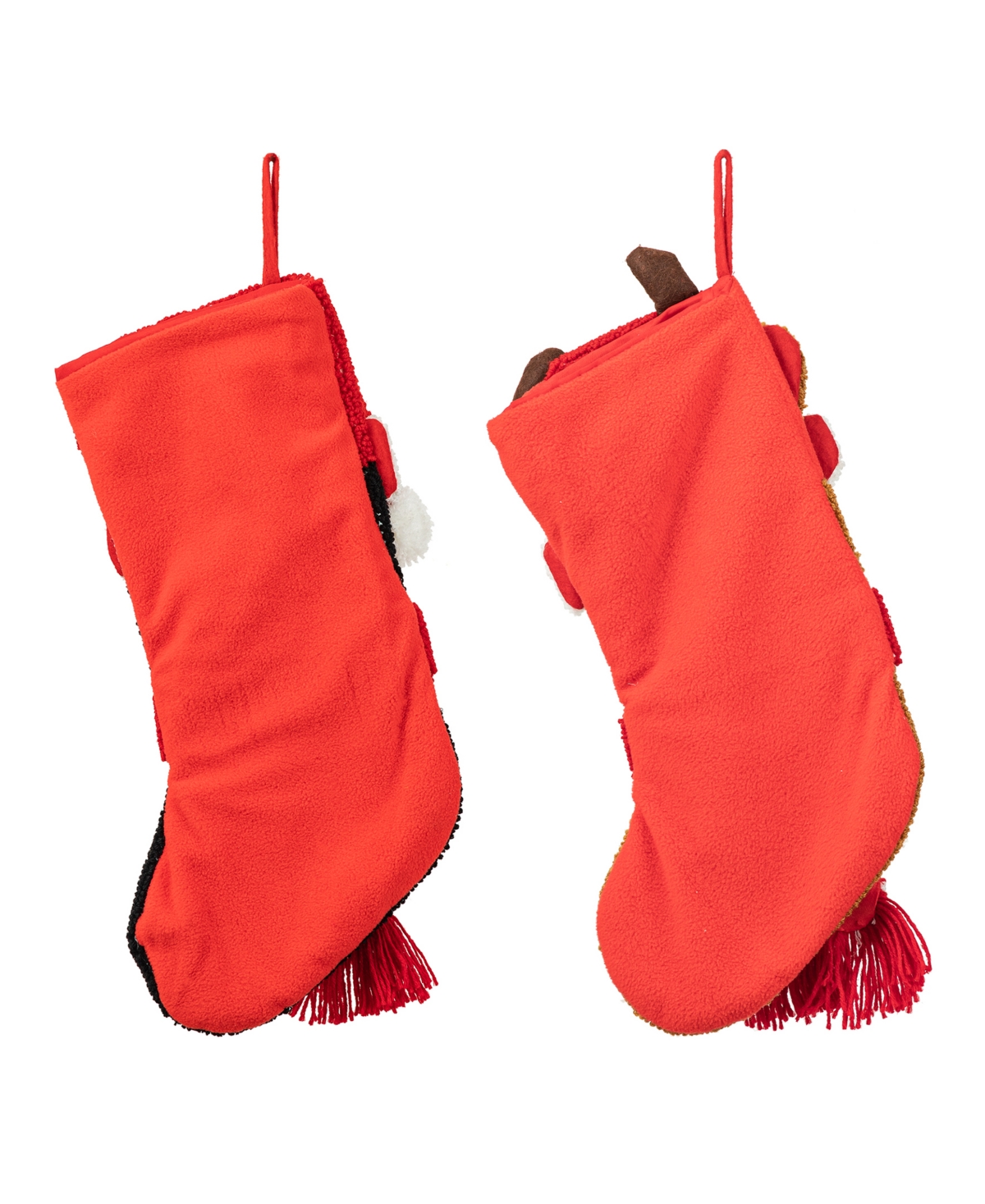 Glitzhome Hooked Stocking, Penguin Reindeer, Set of 2