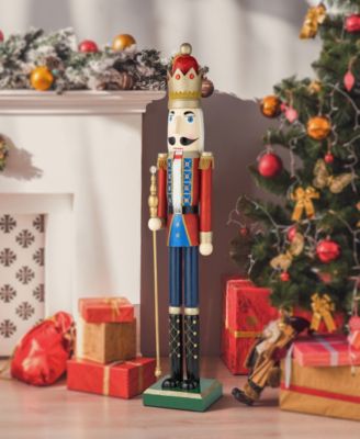 54" H Wooden Christmas Glitter King Nutcracker