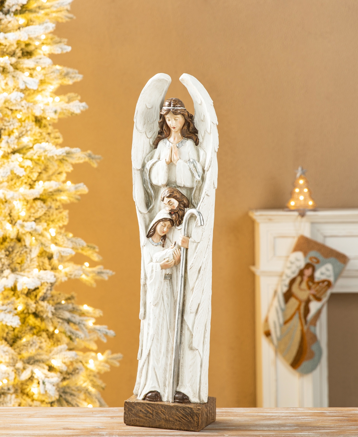 Shop Glitzhome 30.5" H Resin Nativity Angel Figurine In Multi