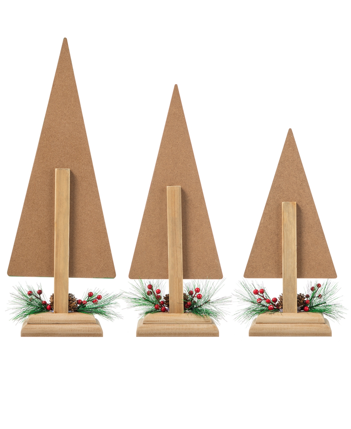 Shop Glitzhome Set Of 3 Wooden Christmas Plaid Table Tree In Multi