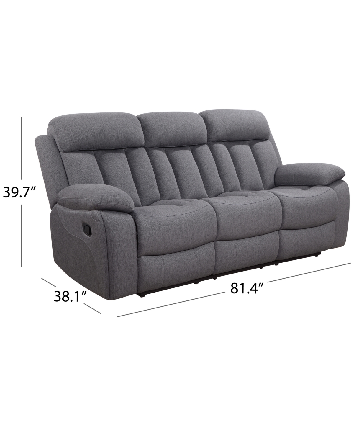 Abbyson Living Fletcher Stain-Resistant Polyester Reclining Sofa