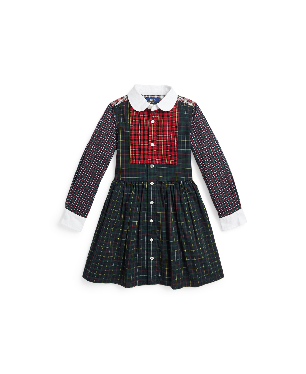 Polo Ralph Lauren Kids' Toddler And Little Girls Mixed-plaid Cotton Shirtdress In Multi