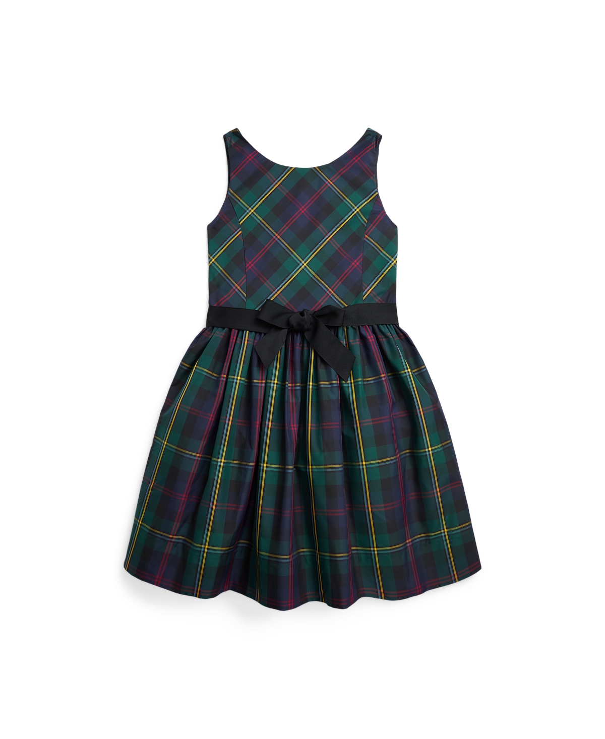 Polo Ralph Lauren Kids' Toddler And Little Girls Plaid Fit-and-flare Dress In Green-black Multi