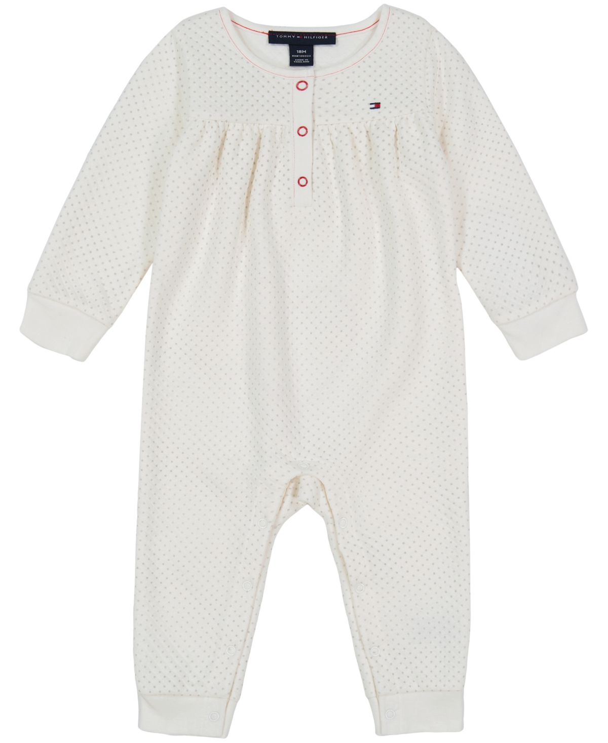 Tommy Hilfiger Baby Girls Diamond Quilt Double-knit Coverall One Piece In White