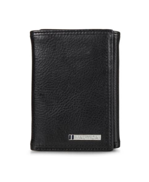 Nautica Men's Enameled Logo Leather Trifold Wallet
