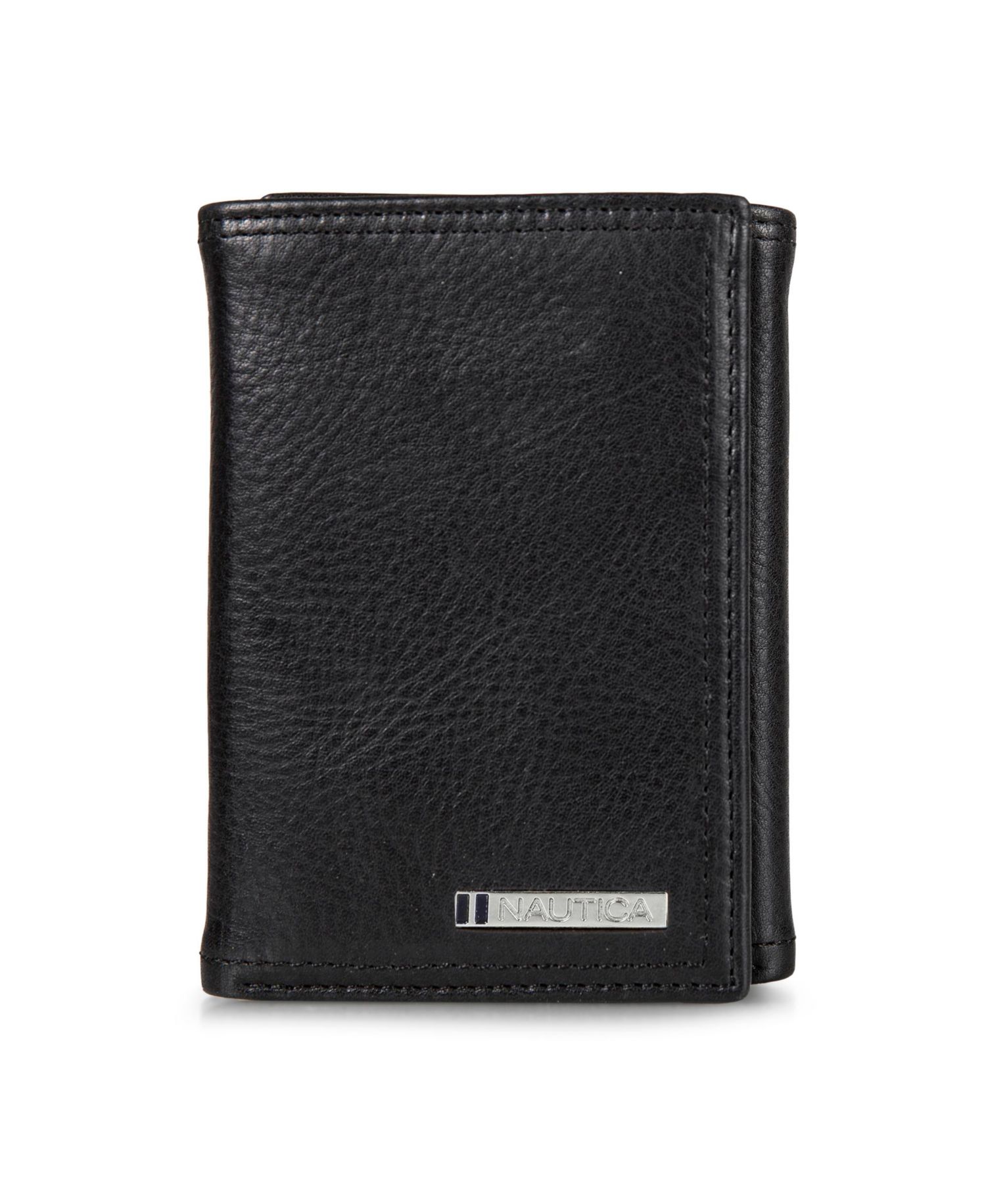 Men's Enameled Logo Leather Trifold Wallet