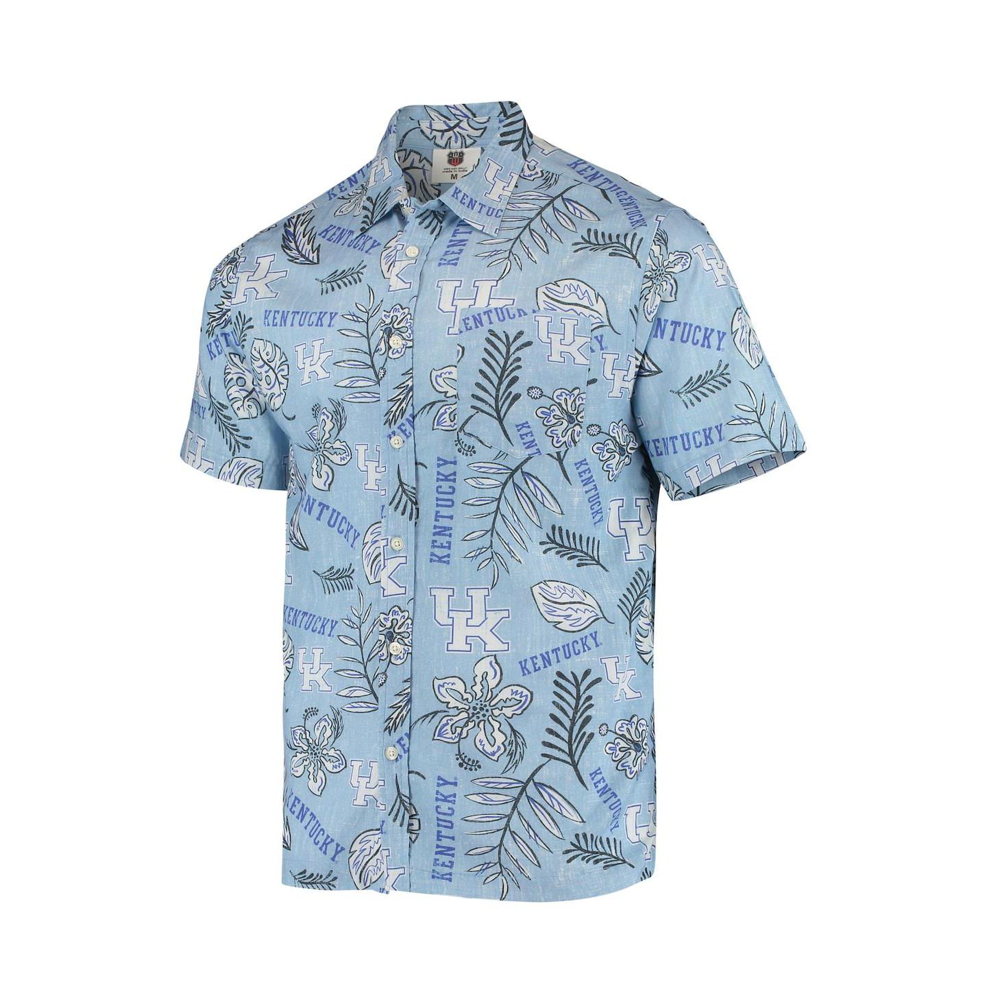 Мужская рубашка Wes & Willy Light Blue Kentucky Wildcats Vintage-Like Floral Button-Up — фото 2