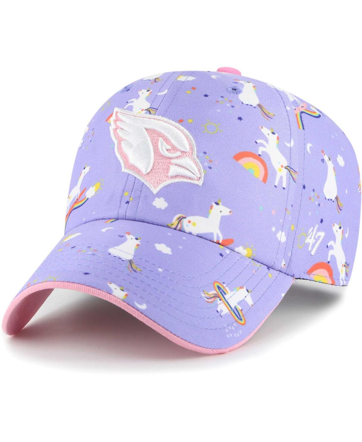 47 Brand Babies' Girls Preschool ' Lavender Arizona Cardinals Unicorn Clean Up Adjustable Hat