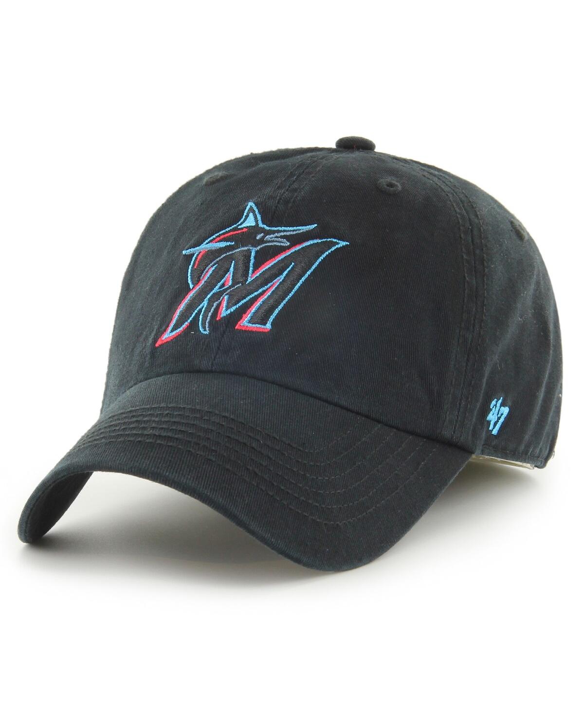 47 Brand Men's ' Black Miami Marlins Franchise Logo Fitted Hat