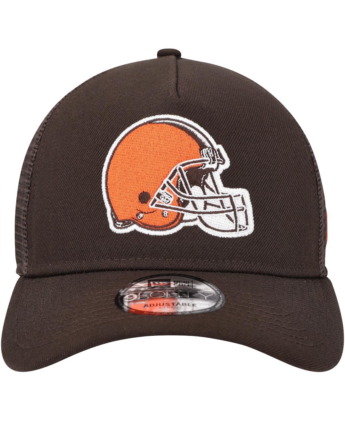 Shop New Era Men's  Brown Cleveland Browns A-frame Trucker 9forty Adjustable Hat