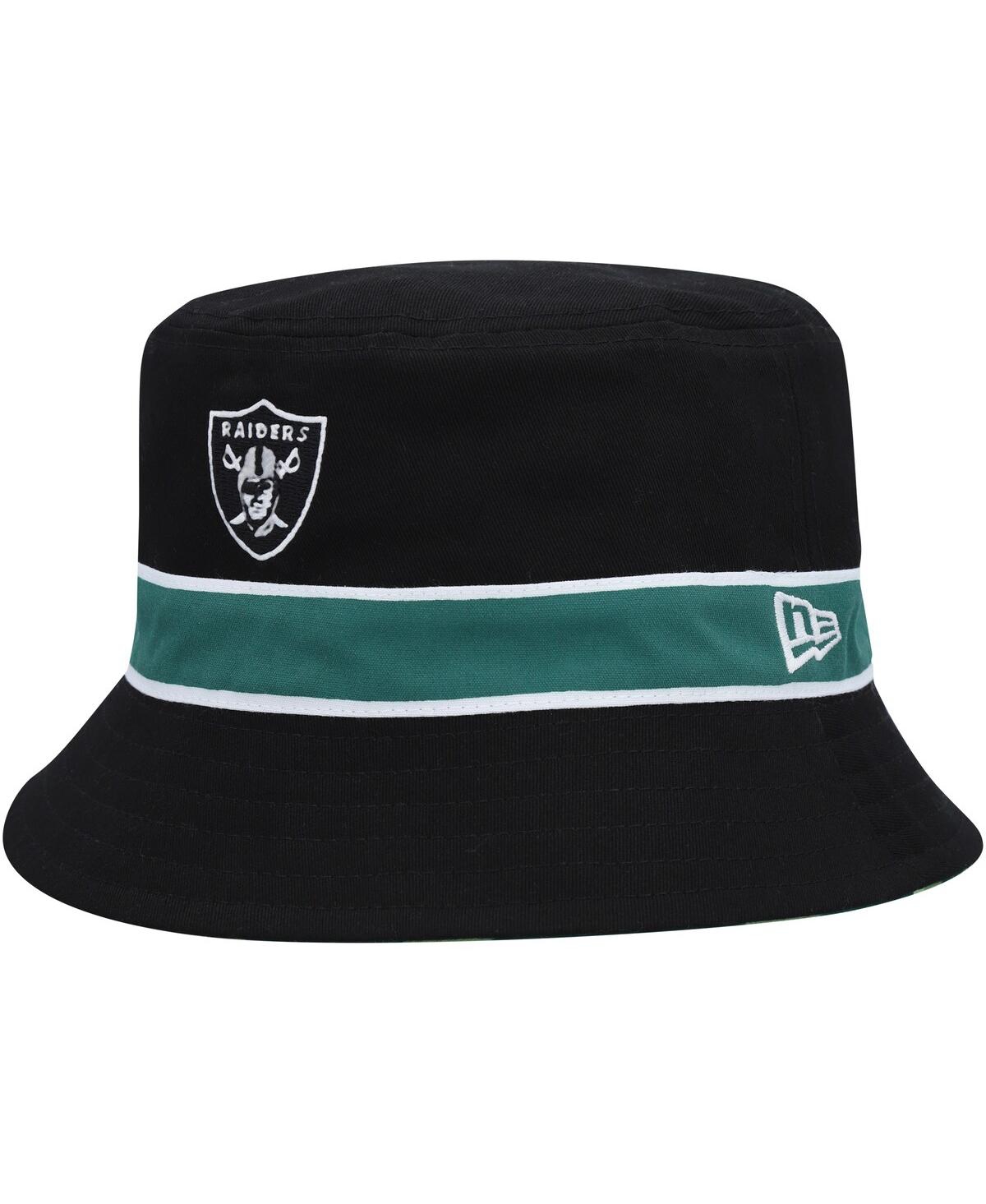 NEW ERA MEN'S NEW ERA BLACK, CAMO LAS VEGAS RAIDERS REVERSIBLE BUCKET HAT 