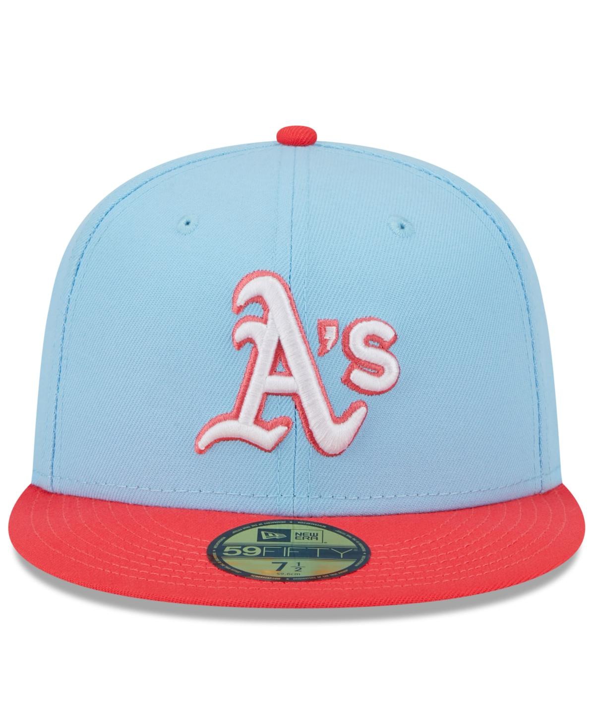 New Era Men's  Light Blue, Red Oakland Athletics Spring Color Two-tone 59fifty Fitted Hat In Light Blue,red