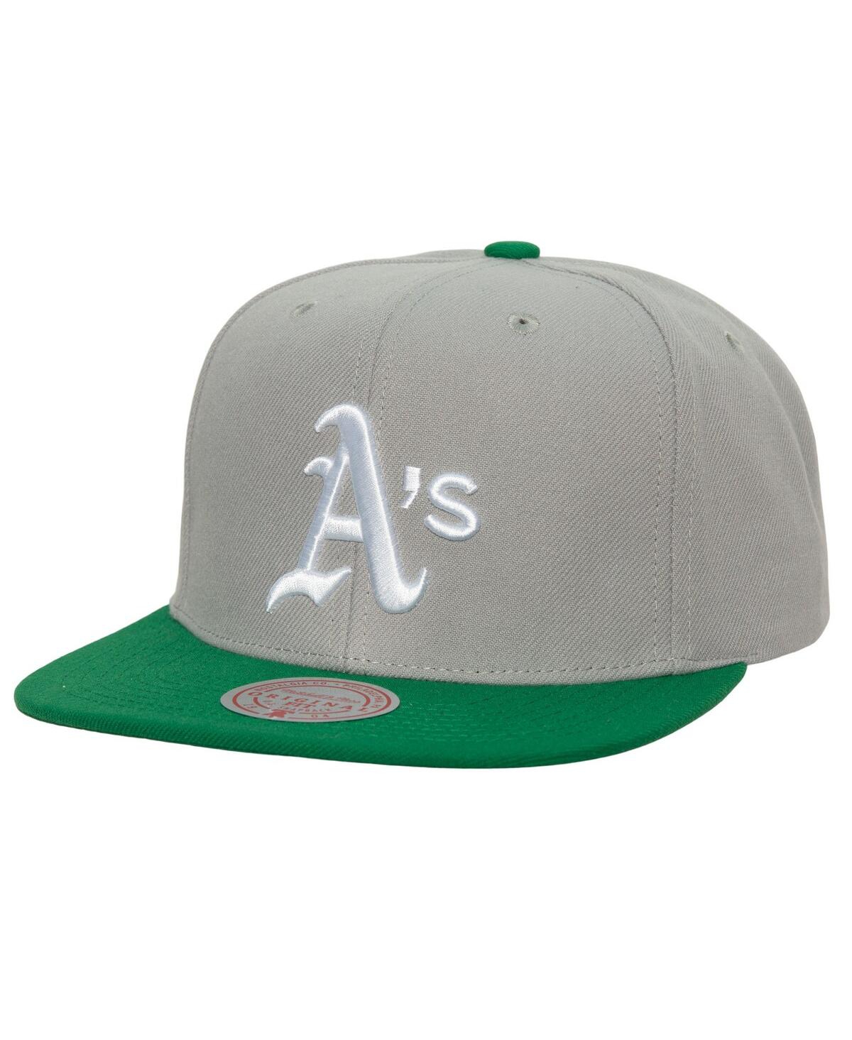 Shop Mitchell & Ness Men's  Gray Oakland Athletics Cooperstown Collection Away Snapback Hat