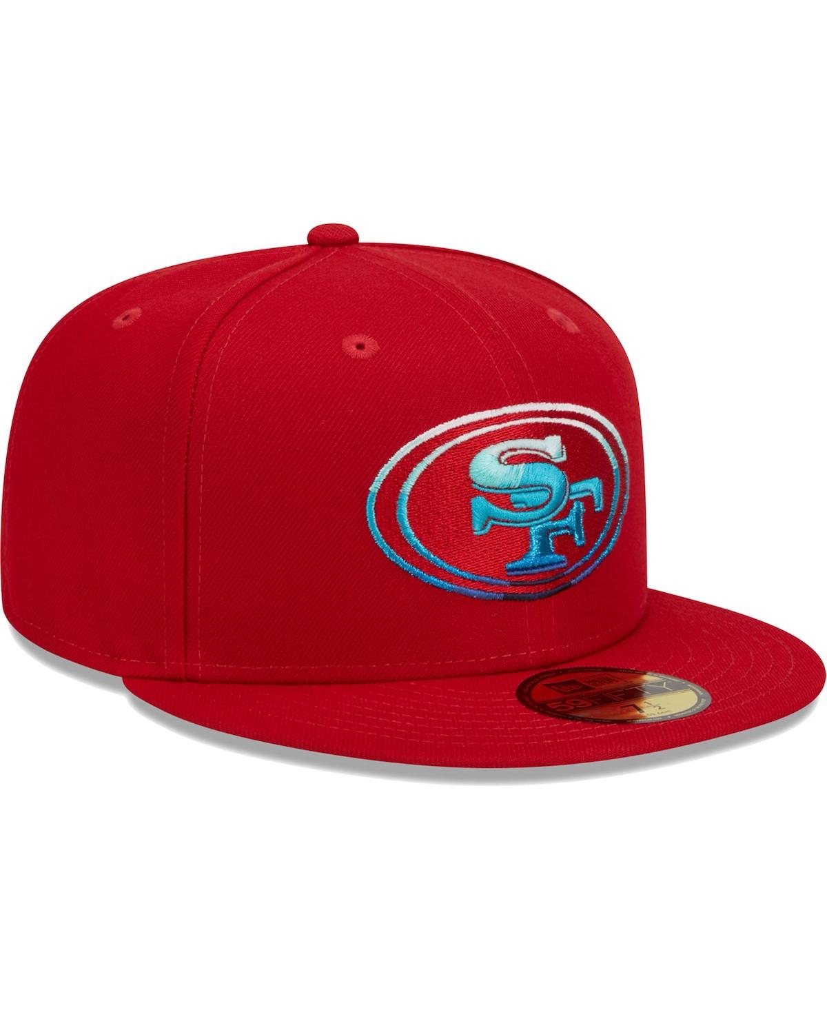 Shop New Era Men's  Scarlet San Francisco 49ers Gradient 59fifty Fitted Hat