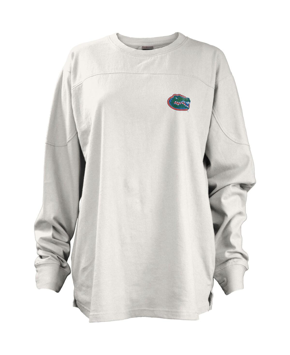 Shop Pressbox Women's  White Florida Gators Pennant Stack Oversized Long Sleeve T-shirt