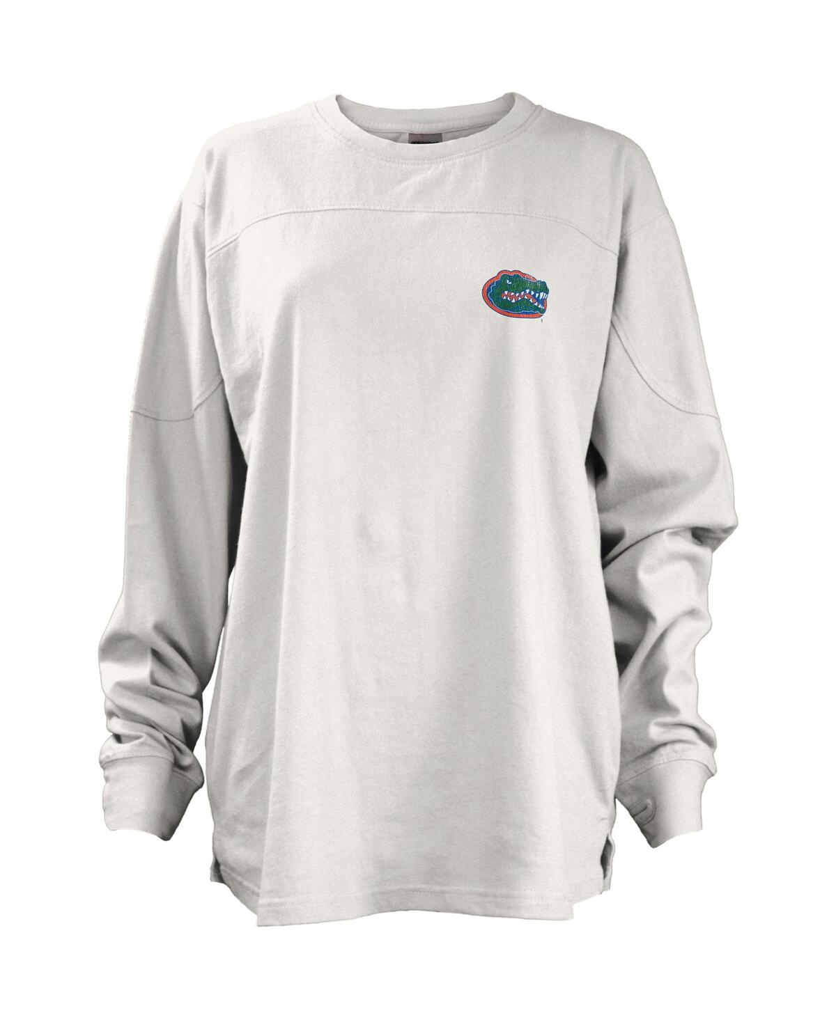 PRESSBOX WOMEN'S PRESSBOX WHITE FLORIDA GATORS PENNANT STACK OVERSIZED LONG SLEEVE T-SHIRT 