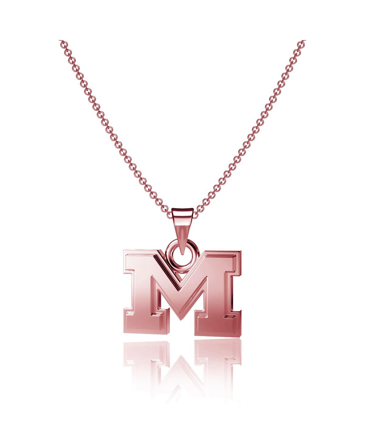 Dayna Designs Women's  Michigan Wolverines Rose Gold Pendant Necklace In Rose Gold-tone