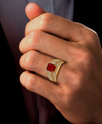 Men's Lab Created Ruby (4-1/6 ct. t.w.) & Lab-Created Diamond (1 ct. t.w.) Ring in 10k Gold