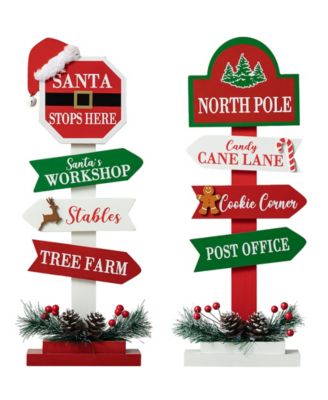 16.5" H Set of 2 Christmas Wooden Sign Table Decor