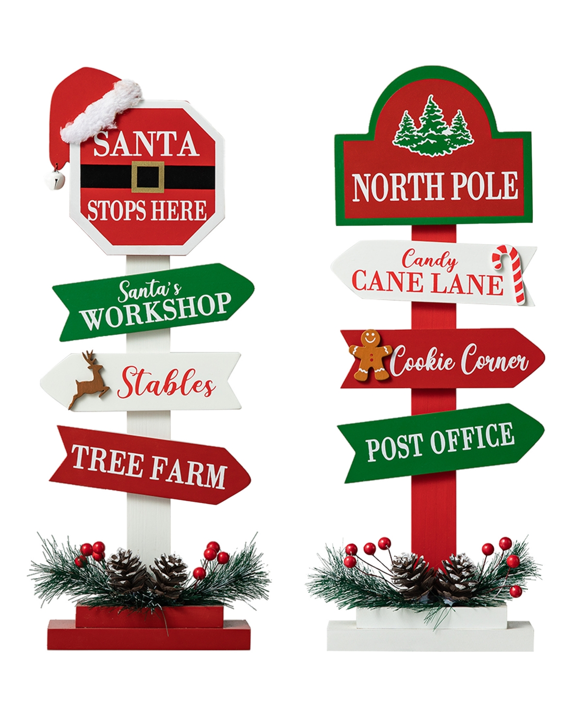 Glitzhome 16.5" H Set Of 2 Christmas Wooden Sign Table Decor In Multi