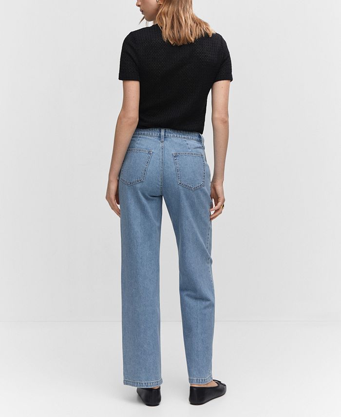 MANGO Women's Straight Pleated Jeans - Macy's