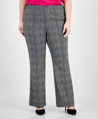 Bar III - Plus Size Herringbone Side-Slit Pants
