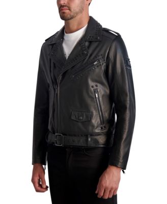 Men's LEATHER BIKER JACKET by KARL LAGERFELD