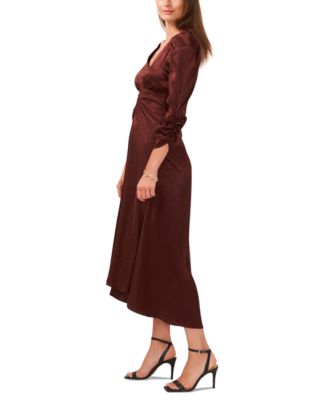 KIHOUT Women's Ruched 3/4 Sleeve Blazers, Lightweight Slim Fit Jackets With Padded Shoulder For Business Coat