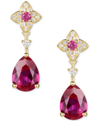 Lab-Grown Opal (1/2 ct. t.w.) & Lab-Grown White Sapphire (1/10 ct. t.w.) in 14k Rose Gold-Plated Sterling Silver (Also in Lab-Grown Ruby & Lab-Grown Sapphire)