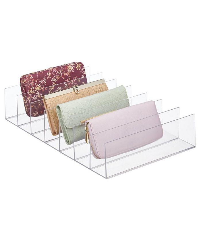 mDesign Plastic Divided Clutch Purse Organizer for Closets, 7 Sections