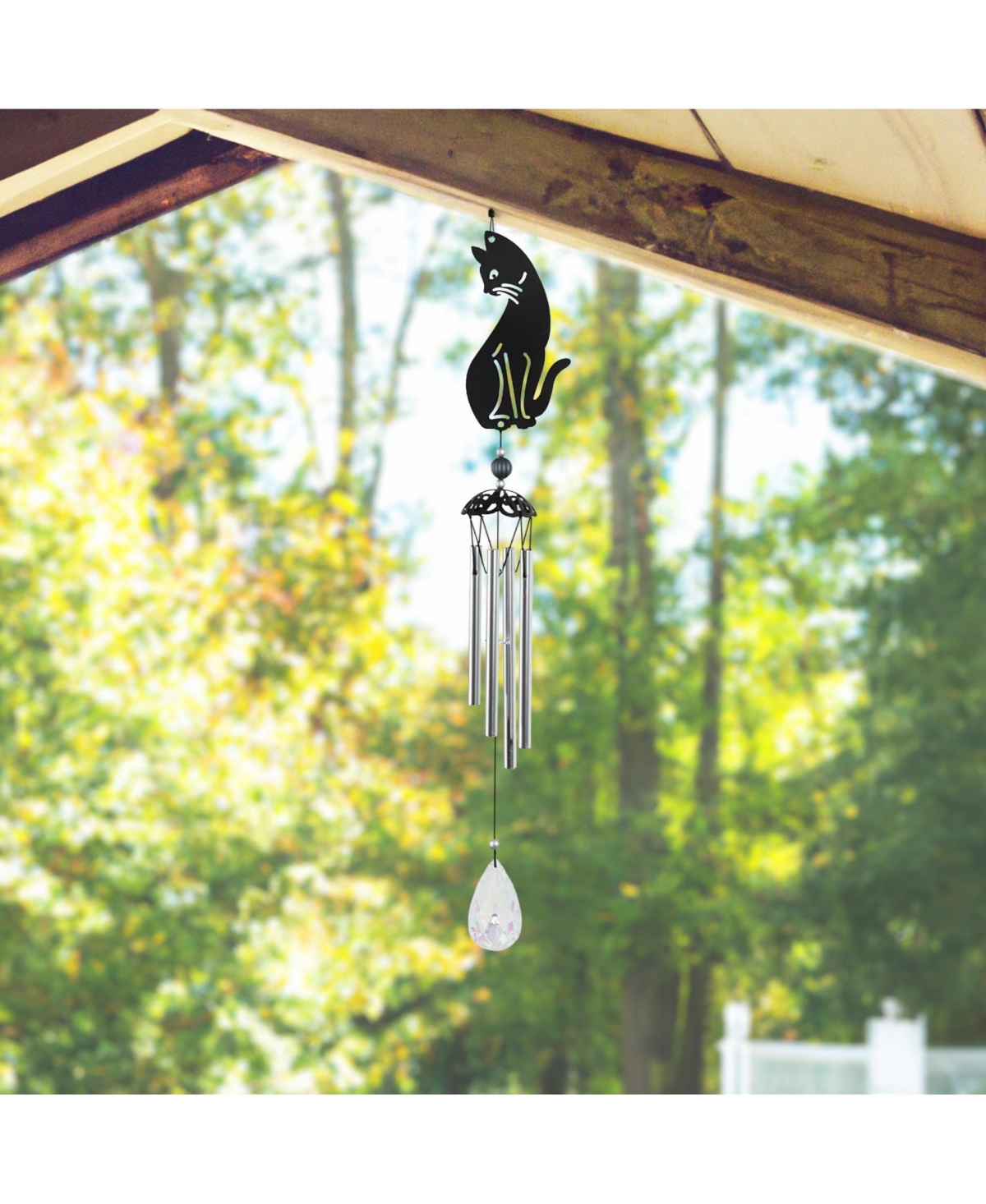 Fc Design LongCat Silhouette Wind Chime Home Decor Perfect Gift for House Warming, Holidays and Birthdays - Black