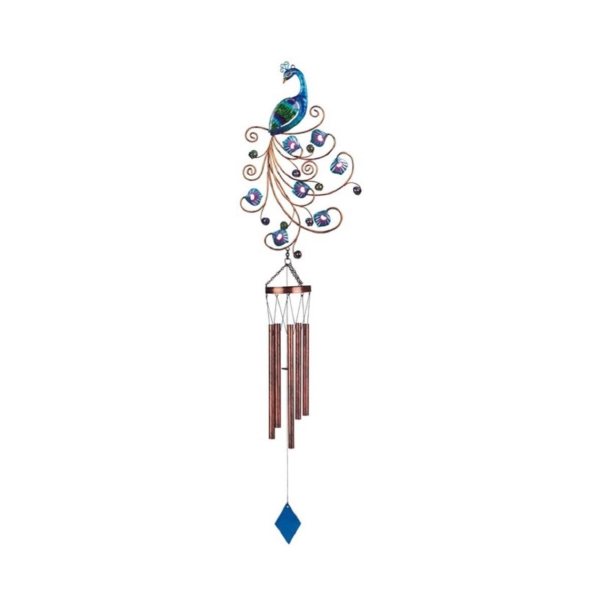 45" Long Blue Purple Peacock Wind Chime Home Decor Perfect Gift for House Warming, Holidays and Birthdays - Multi